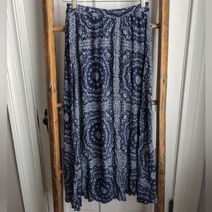 Forever 21 Blue Paisley Print Bohemian Maxi Skirt